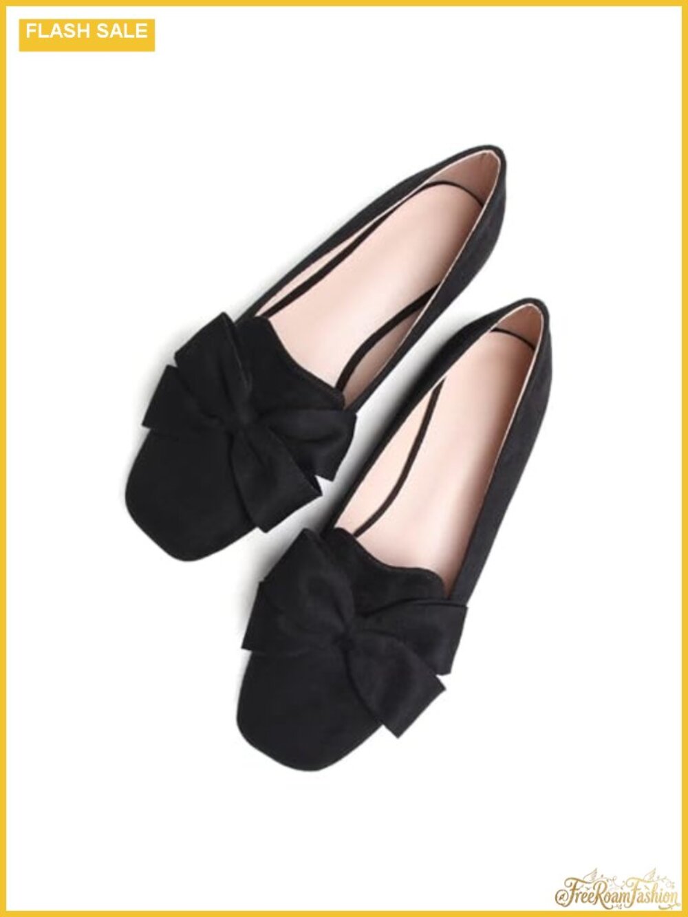 Faux Suede Ballet Flats with Bows for Women - Cushioned Latex Insole, Flexible